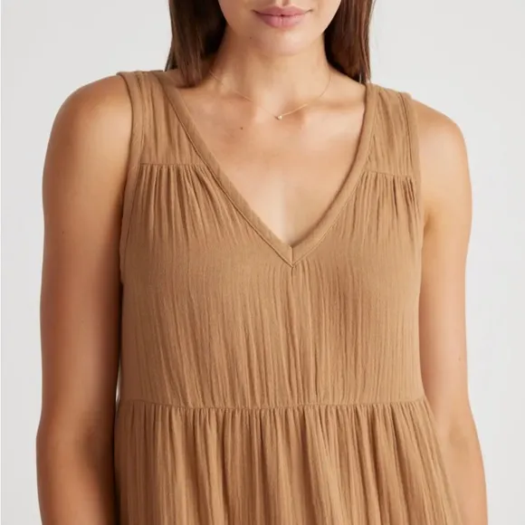 QUINCE 100% Organic Cotton Gauze Tiered Maxi Dress
