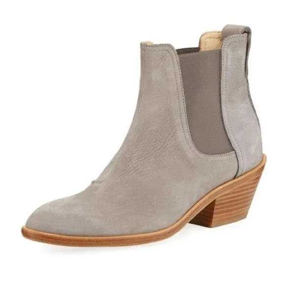 Rag &amp; Bone Grey Dixon Waxed Suede Ankle Boots/Booties SZ 37.5