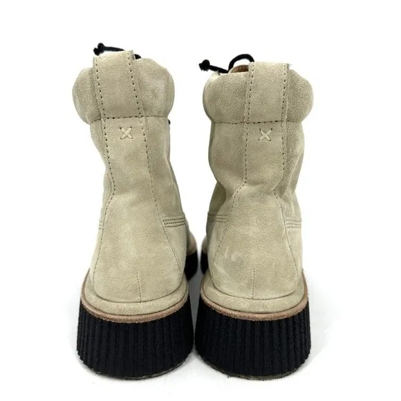 Rag &amp; Bone Sloane Lace-Up Combat Ankle Boots Paloma Beige Suede 39.5 9.5