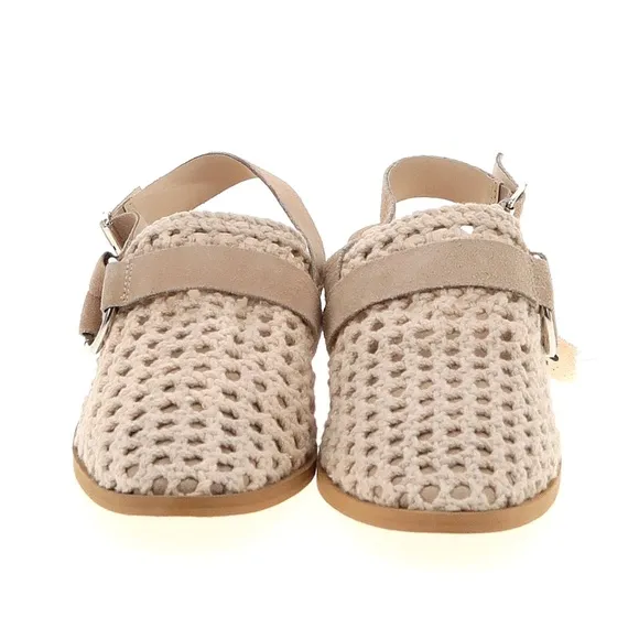 Rag &amp; Co Women's Slingback Mules Size 9 Cream Crochet w/ Block Heel