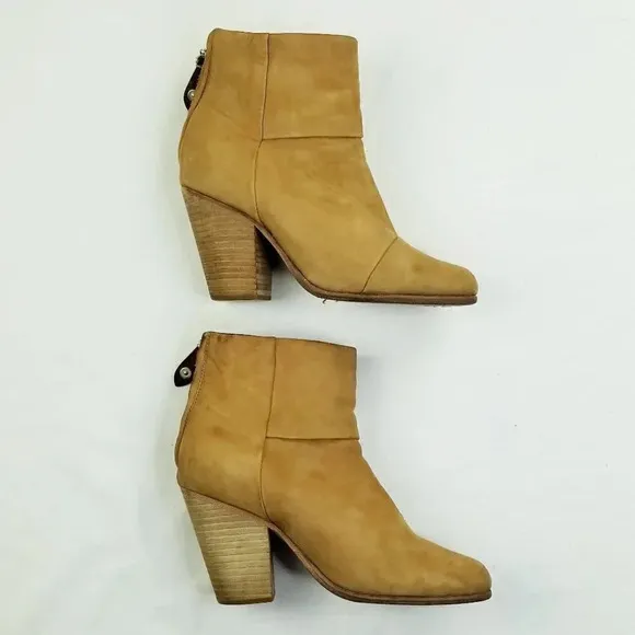 Rag and Bone 37 (US 7) Back Zip Suede Camel Boots