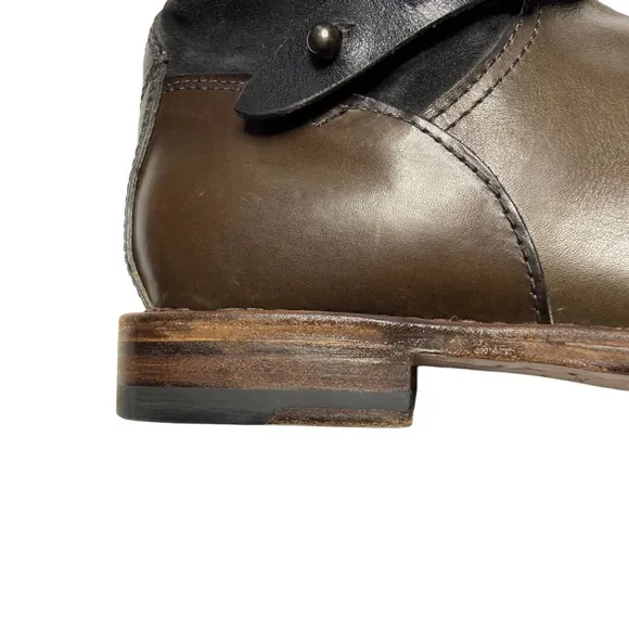 RAG AND BONE Two Tone Suede and Smooth Leather Strappy Moto Boots 8.5