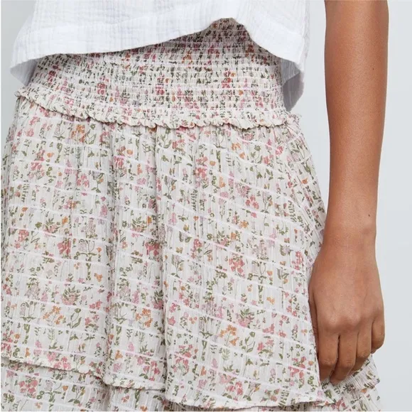 Rails Womens Addison Pink Floral Smocked Short Mini Skirt Large