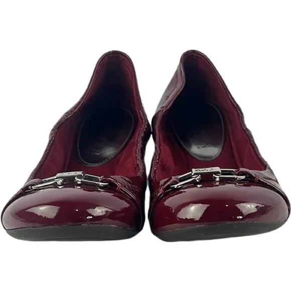 Ralph Lauren Betsy Dark Berry Patent Logo Slip on Ballet Shoes Size 7