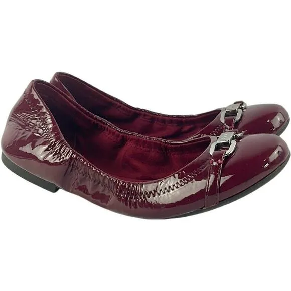 Ralph Lauren Betsy Dark Berry Patent Logo Slip on Ballet Shoes Size 7