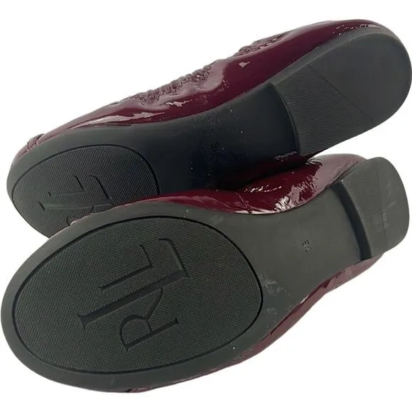 Ralph Lauren Betsy Dark Berry Patent Logo Slip on Ballet Shoes Size 7