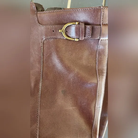 Ralph Lauren LRL Margarite Harness Brown Leather Knee Riding Boots Women's 10b