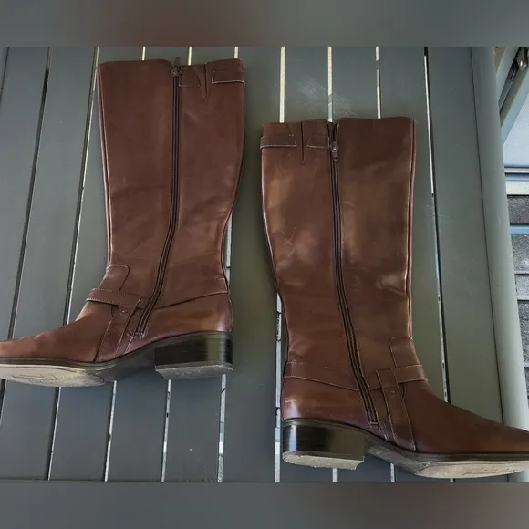 Ralph Lauren LRL Margarite Harness Brown Leather Knee Riding Boots Women's 10b