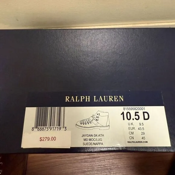Ralph Lauren Mens Jayden-SK-Md Moc Lug Suede &amp; Leather Brown Boot. Size 10.5 D.
