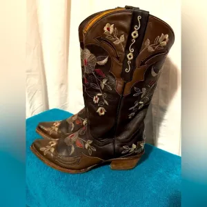 Ranchers Boot Co Women's Sz 8 Embroidered Leather Cowboy Boots Straight From TX!