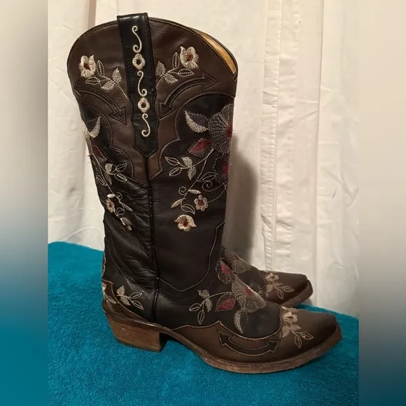 Ranchers Boot Co Women's Sz 8 Embroidered Leather Cowboy Boots Straight From TX!