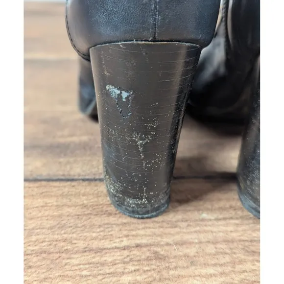 RARE Frye Parker Tall Lace Up Leather Boots  Black Side Zip Size 9M 3479652-BLK