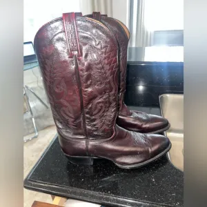 Rare Vintage Nocona Black Cherry Western Cowboy Boots Men's