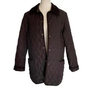 Real Clothes Vintage Quilted Jacket - Brown Corduroy Trim - Lightweight 10