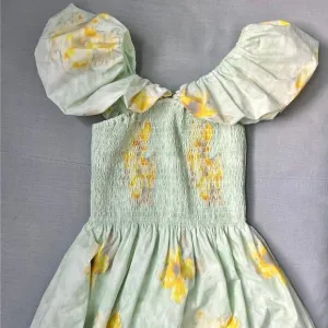 Rebecca Taylor Yara Dress Mint Floral Puff Sleeve Cottagecore Summer Sz S NWT