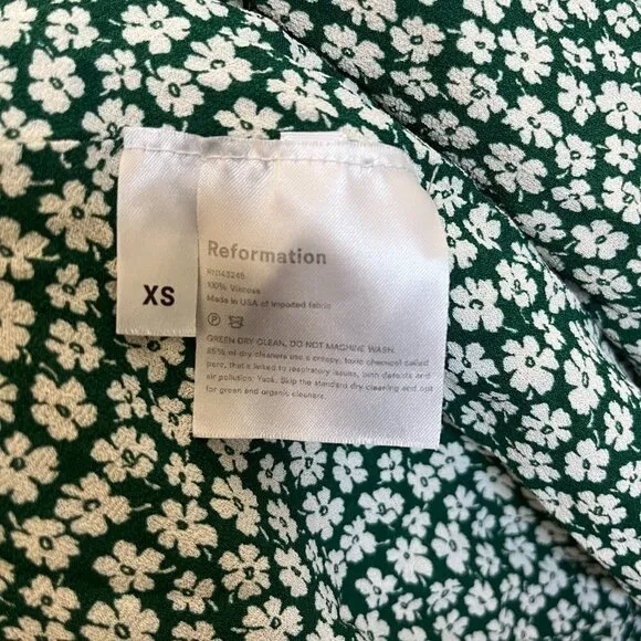 Reformation Sammy Green Floral Mini Dress - Size XS 🌿✨