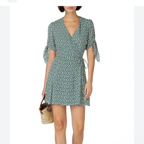 Reformation Sammy Green Floral Mini Dress - Size XS 🌿✨