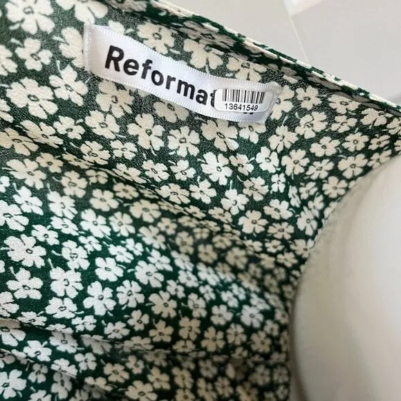 Reformation Sammy Green Floral Mini Dress - Size XS 🌿✨
