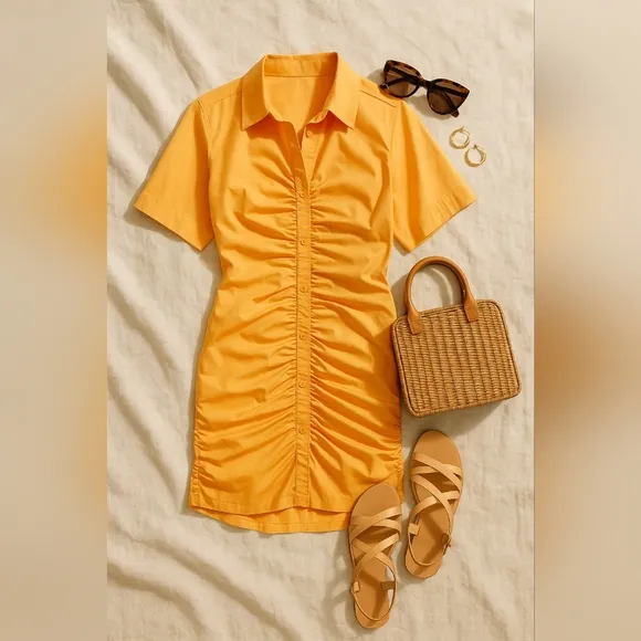Revolve L'ACADEMIE Melissa Mini Poplin Shirtdress NWOT Sz L Summer Day To Night