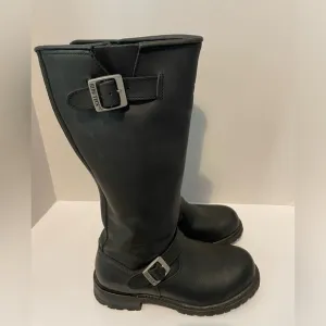 Ride Tecs 16” Leather Biker Black Motorcycle Boots Men’s 8