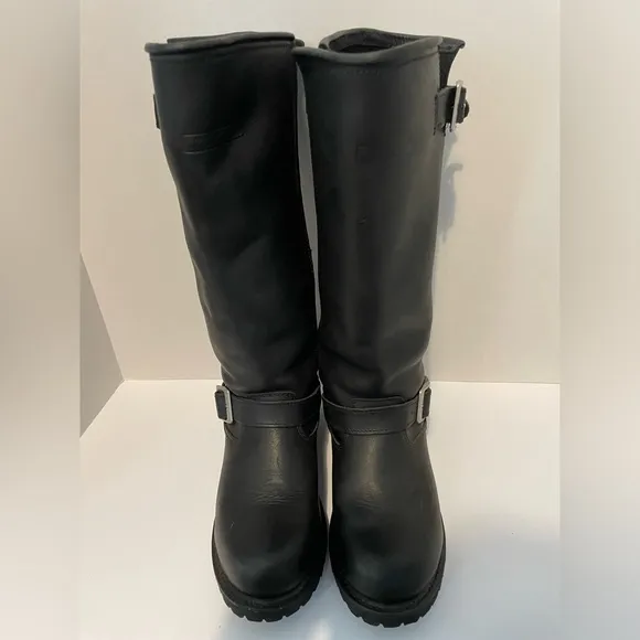 Ride Tecs 16” Leather Biker Black Motorcycle Boots Men’s 8