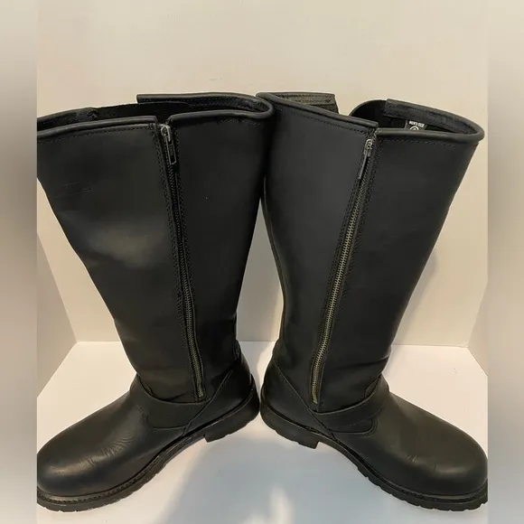 Ride Tecs 16” Leather Biker Black Motorcycle Boots Men’s 8