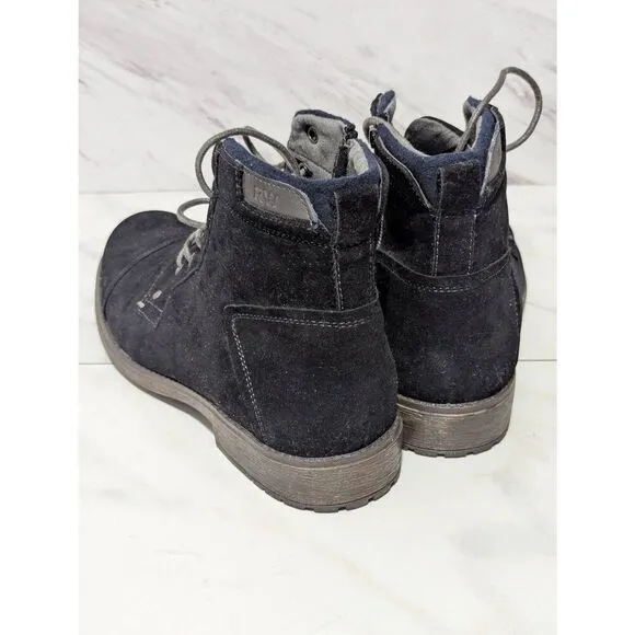 Robert Wayne Men's Black Solid Suede Side Zip Lace Front Ankle Boots Size 10.5