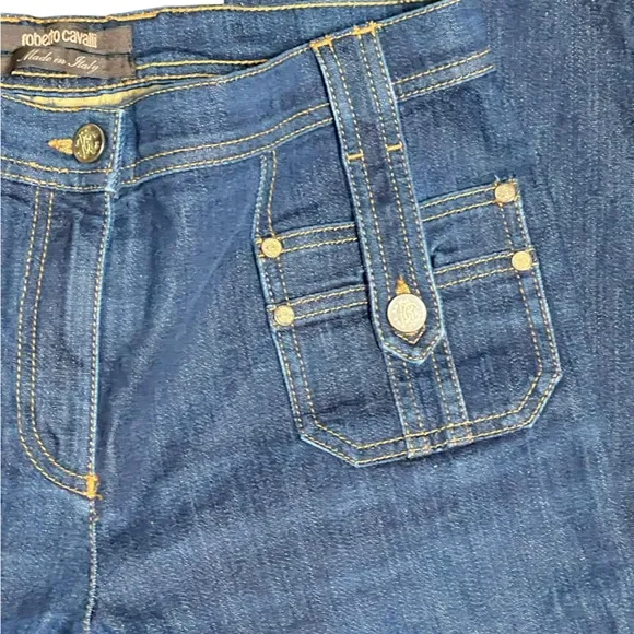 Roberto Cavalli Dark Wash Bootcut Jeans - Timeless Glam with Iconic Details