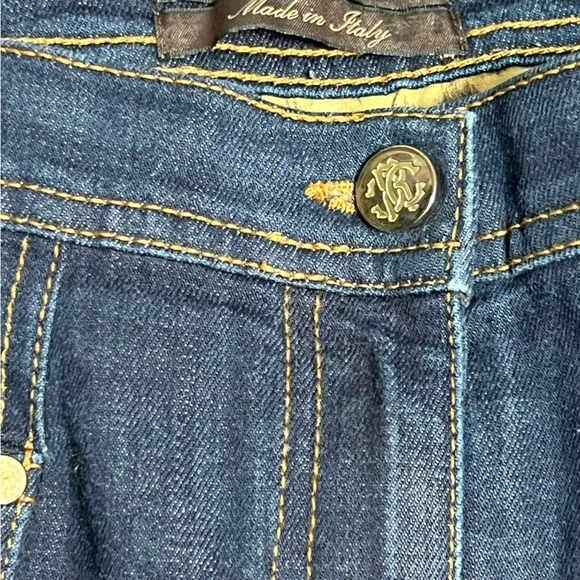 Roberto Cavalli Dark Wash Bootcut Jeans - Timeless Glam with Iconic Details