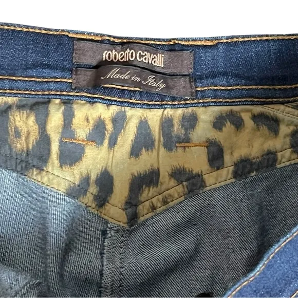 Roberto Cavalli Dark Wash Bootcut Jeans - Timeless Glam with Iconic Details