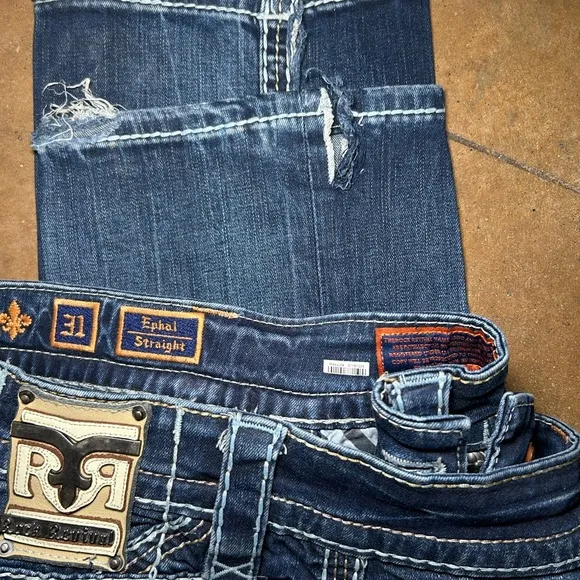 Rock Revival Blue Straight Jeans with Faded Look