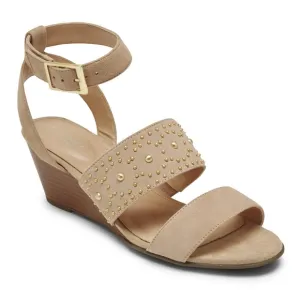 👣ROCKPORT Total Motion Taylor Stud Band Sandals in Nougat🇺🇲 footwear