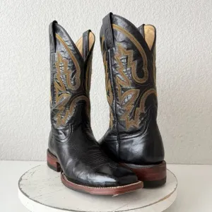 Rod Patrick Mens Cowboy Boots 10.5AA Black Leather Narrow Square Toe Western