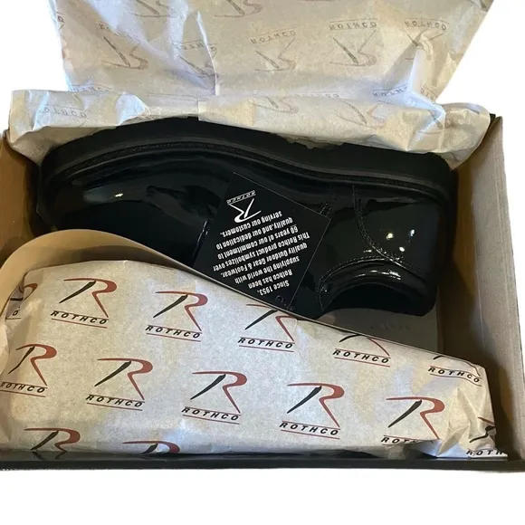 Rothco Mens Hi Gloss Black Uniform Oxford Heavy Duty Work Sole Shoes Size 13 New