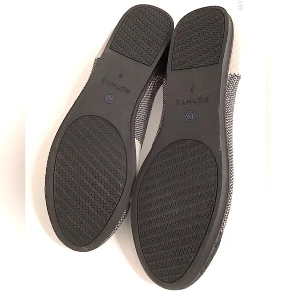 ROTH’S, Women’s Flats Slip On Shoes Dark Navy/Black &amp; Cream Plaid Round Toe,Sz 8