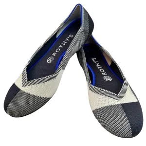 ROTH’S, Women’s Flats Slip On Shoes Dark Navy/Black &amp; Cream Plaid Round Toe,Sz 8