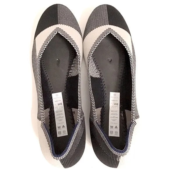ROTH’S, Women’s Flats Slip On Shoes Dark Navy/Black &amp; Cream Plaid Round Toe,Sz 8