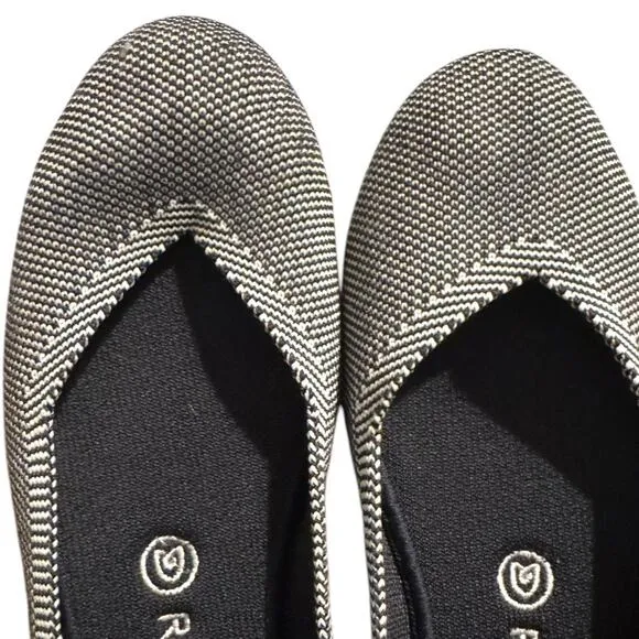 Rothy's Grey Birdseye Flats with Blue Trim - Gray Womens Size 8.5 001-114 EUC