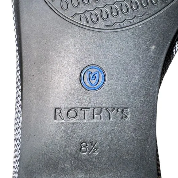 Rothy's Grey Birdseye Flats with Blue Trim - Gray Womens Size 8.5 001-114 EUC
