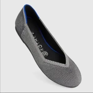 Rothy's Grey Birdseye Flats with Blue Trim - Gray Womens Size 8.5 001-114 EUC