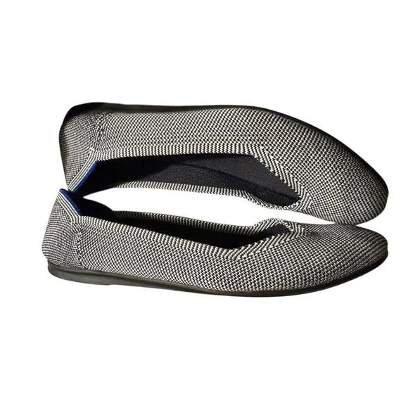 Rothy's Grey Birdseye Flats with Blue Trim - Gray Womens Size 8.5 001-114 EUC