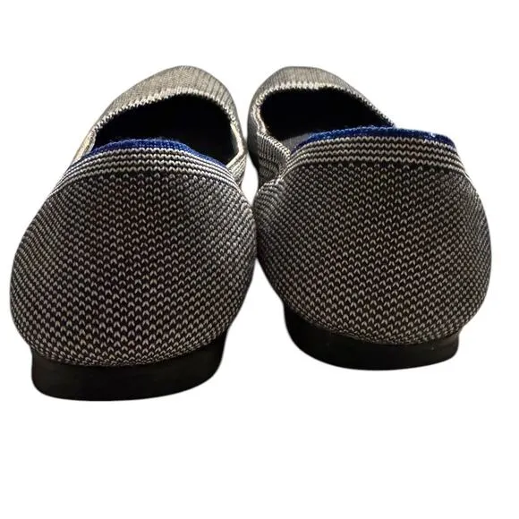 Rothy's Grey Birdseye Flats with Blue Trim - Gray Womens Size 8.5 001-114 EUC