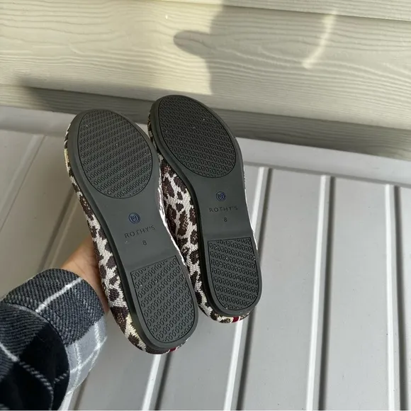 Rothy’s The Loafers Mocha Spot Print Round Toe Size 8 Women’s Slip On Shoes