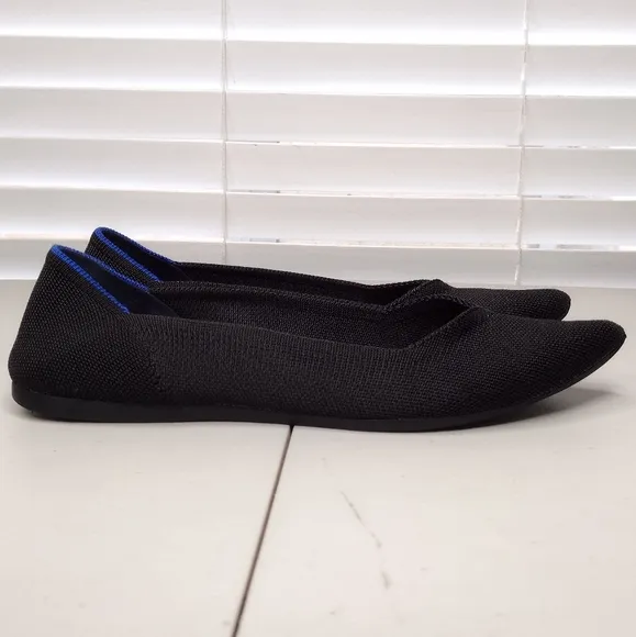 Rothy's The Point Black Knit Slip-On Ballet Loafers Flats Sz 9.5