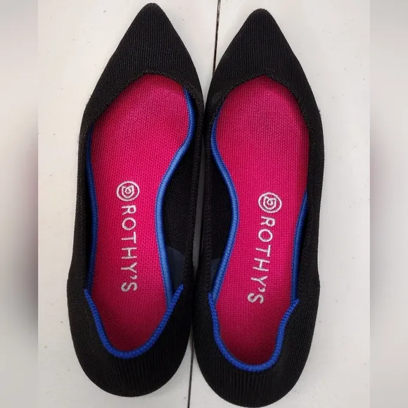 Rothy's The Point Black Knit Slip-On Ballet Loafers Flats Sz 9.5
