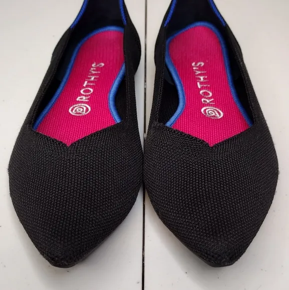 Rothy's The Point Black Knit Slip-On Ballet Loafers Flats Sz 9.5