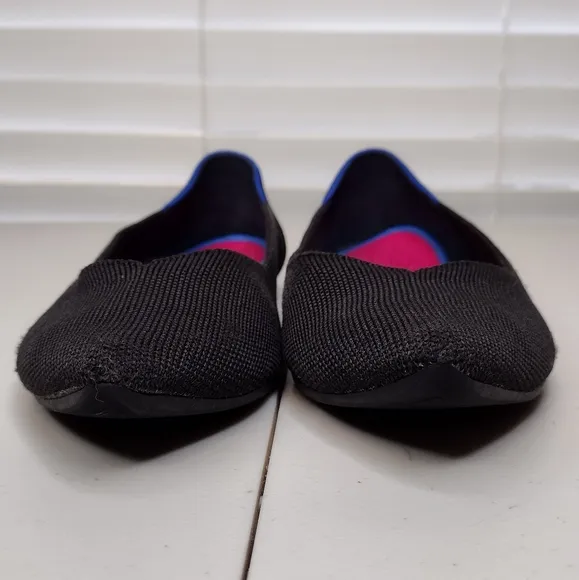 Rothy's The Point Black Knit Slip-On Ballet Loafers Flats Sz 9.5
