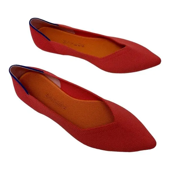 Rothy’s The Point Coral Pink Ballet Flats Size 7.5