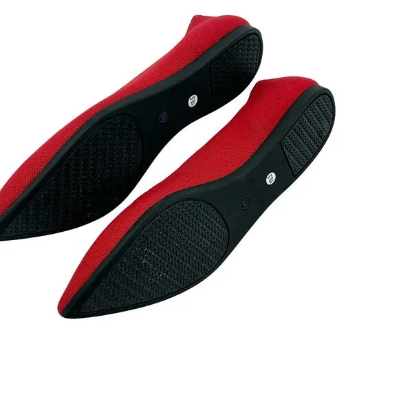 Rothy’s The Point Toe Ballet Flat Slip-On Soft Flexible in Red Size 10.5W