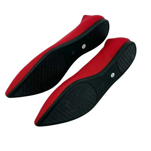 Rothy’s The Point Toe Ballet Flat Slip-On Soft Flexible in Red Size 10.5W